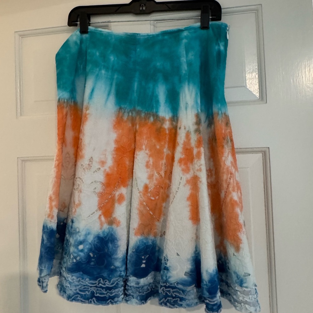 CAbi Blue and Orange  Skirt. Boho. Hippie chic
